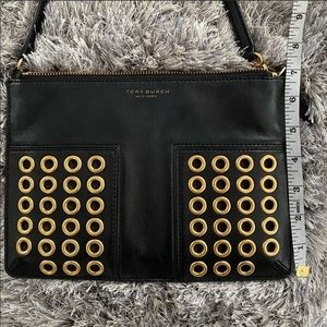 Tory Burch gold grommet purse
